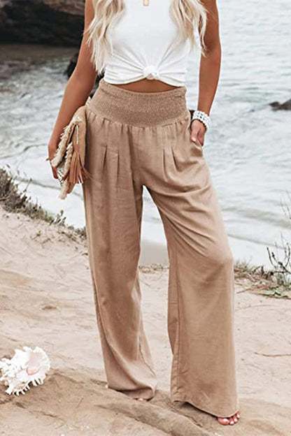 Lucy - High-Waist Cotton Palazzo Trousers