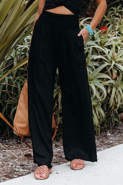 Lucy - High-Waist Cotton Palazzo Trousers