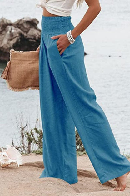 Lucy - High-Waist Cotton Palazzo Trousers