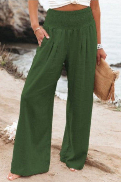 Lucy - High-Waist Cotton Palazzo Trousers