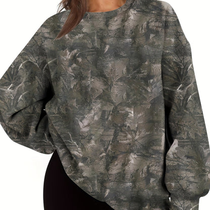 Nzmarket Oversized Camo Sweatshirt – Loose Fit, Ribbed Cuffs