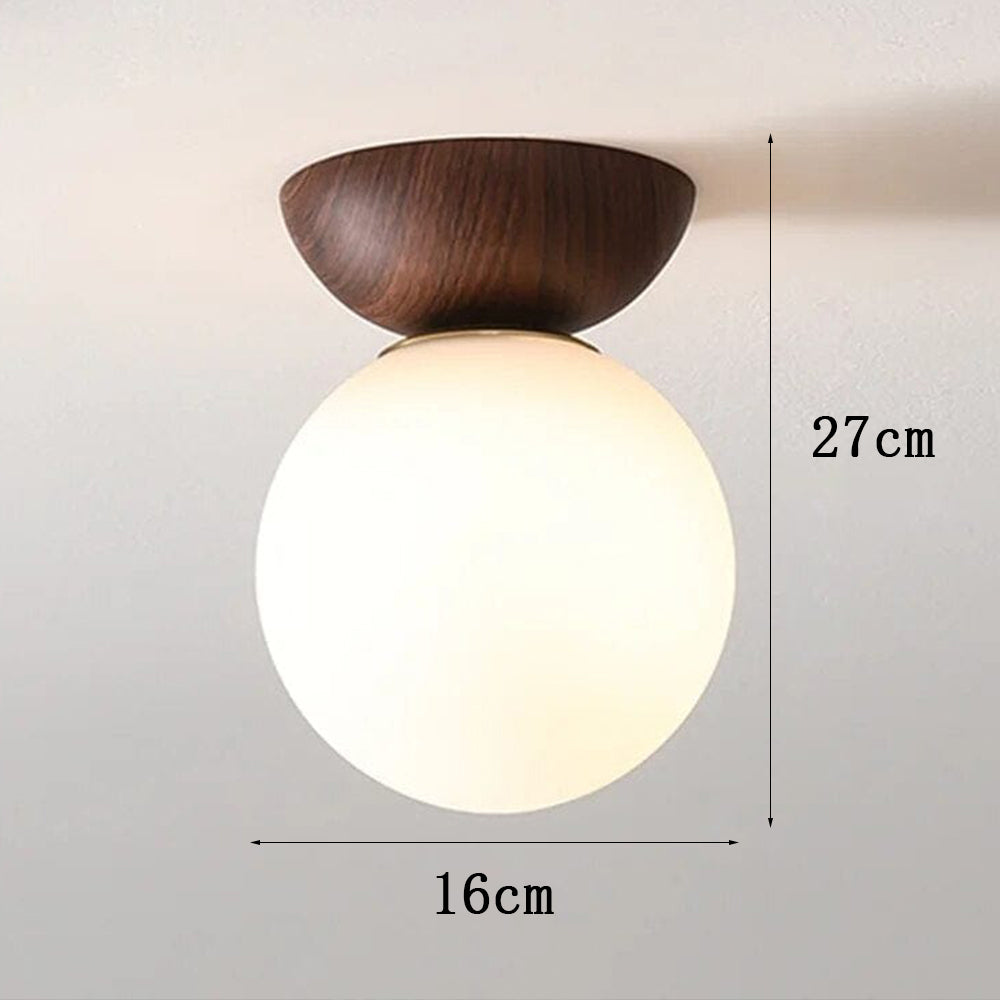 Nzmarket Glass Ceiling Light for Hallways – Wood & Brown Finish