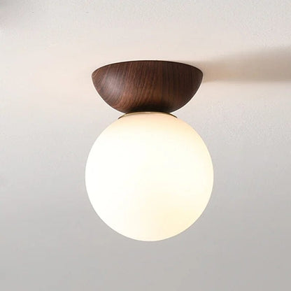 Nzmarket Glass Ceiling Light for Hallways – Wood & Brown Finish