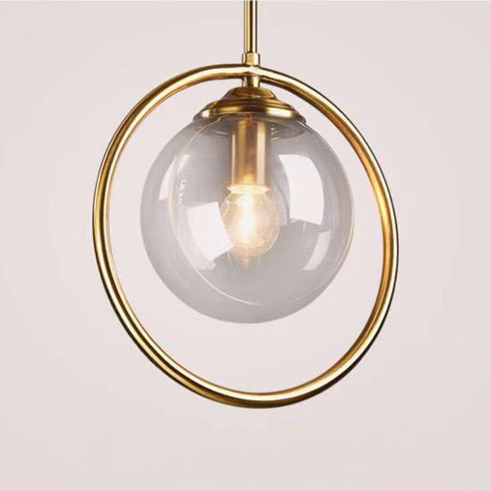 Nzmarket Gold Frame Glass Pendant Light – Clear, Smoke Grey & Amber