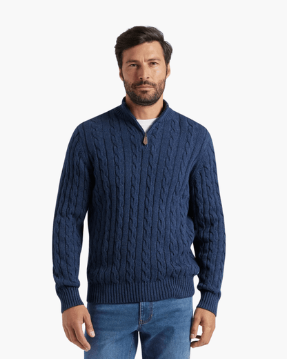 Kit | Men's Cable Knit Half-Zip Sweater