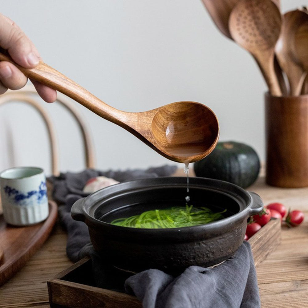 Nzmarket Natural Wood Kitchen & Tableware Set – Non-Scratch, Easy-Clean