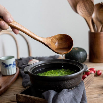 Nzmarket Natural Wood Kitchen & Tableware Set – Non-Scratch, Easy-Clean