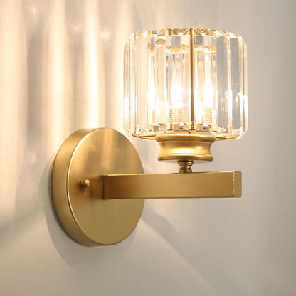 Nzmarket Crystal Glass Wall Light – Round & Square, Black & Gold Finish