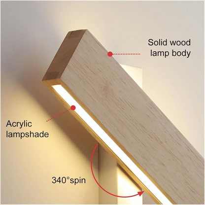 Nzmarket™ Rotatable Wood LED Wall Light – Adjustable Arm, Natural Timber