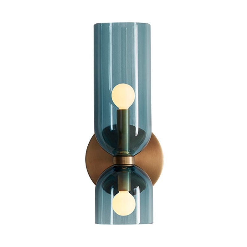 Nzmarket Double Glass Wall Light – Blue, Grey & White, Single or Pair