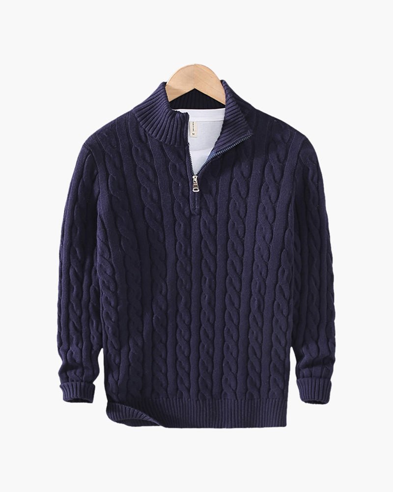 Kit | Men's Cable Knit Half-Zip Sweater