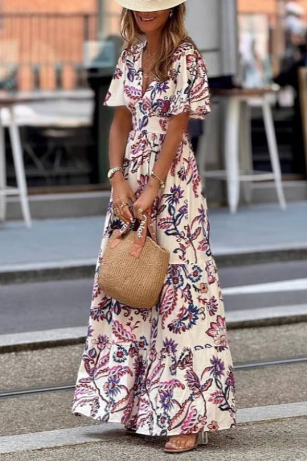 Joan | Floral Print Puff Sleeve Maxi Dress