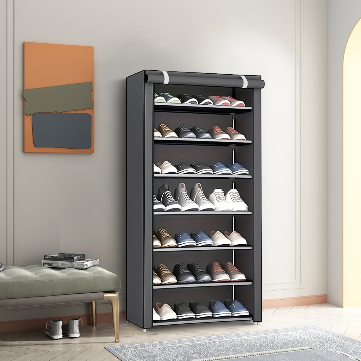 Nzmarket Multi-Tier Shoe Rack with Dust Cover – Space-Saving Storage