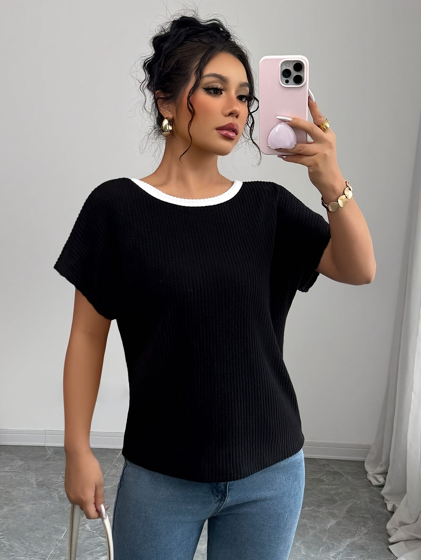 Nzmarket™ Veloria V-Neck Bow Back T-Shirt – Casual Chic, Lightweight