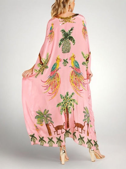 Sahara | Drop Shoulder Sleeve Coconut Tree Printed Dress