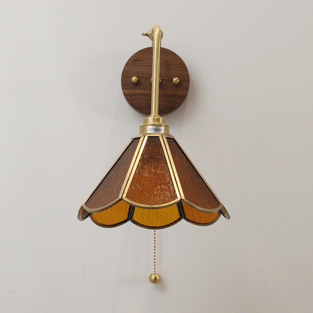 Nzmarket™ Vintage Brass & Glass Wall Light – Antique Classic Style