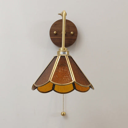 Nzmarket™ Vintage Brass & Glass Wall Light – Antique Classic Style