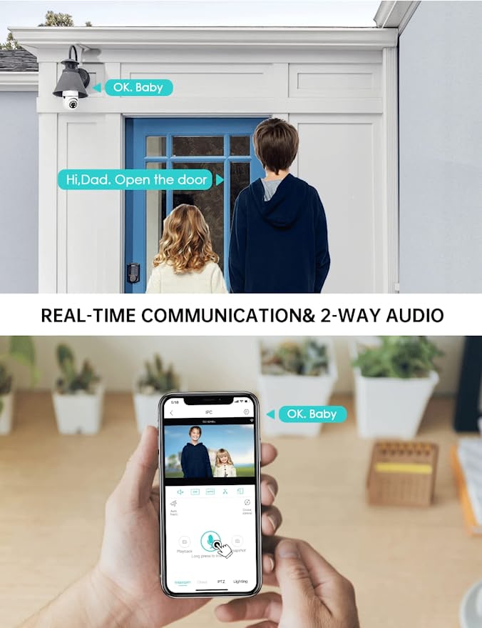 Security Light Bulb Camera -  360° Surveillance, 2-Way Audio, Easy Installation