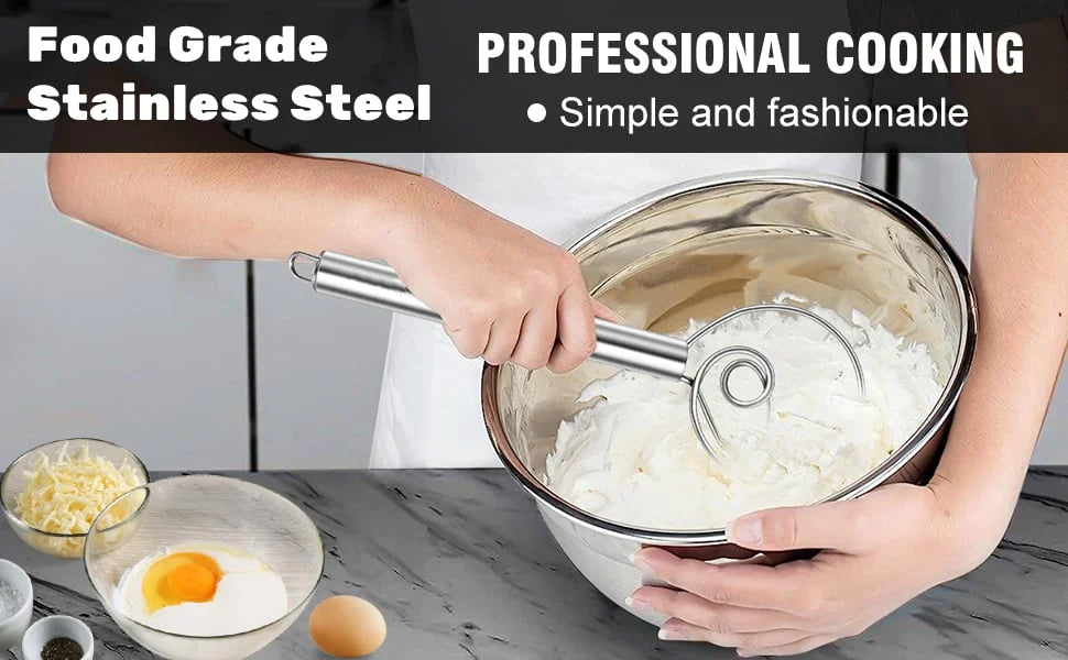 Nzmarket Food-Grade Stainless Steel Dough Mixer Tool – No-Mess Baking
