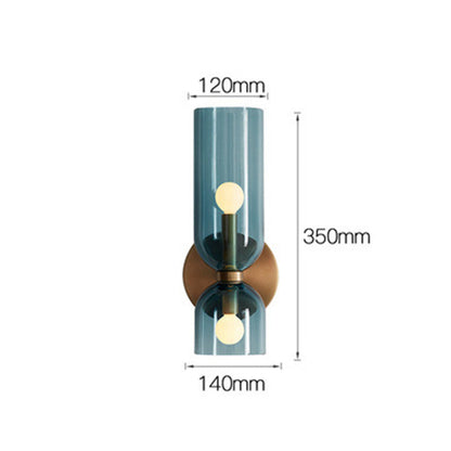 Nzmarket Double Glass Wall Light – Blue, Grey & White, Single or Pair