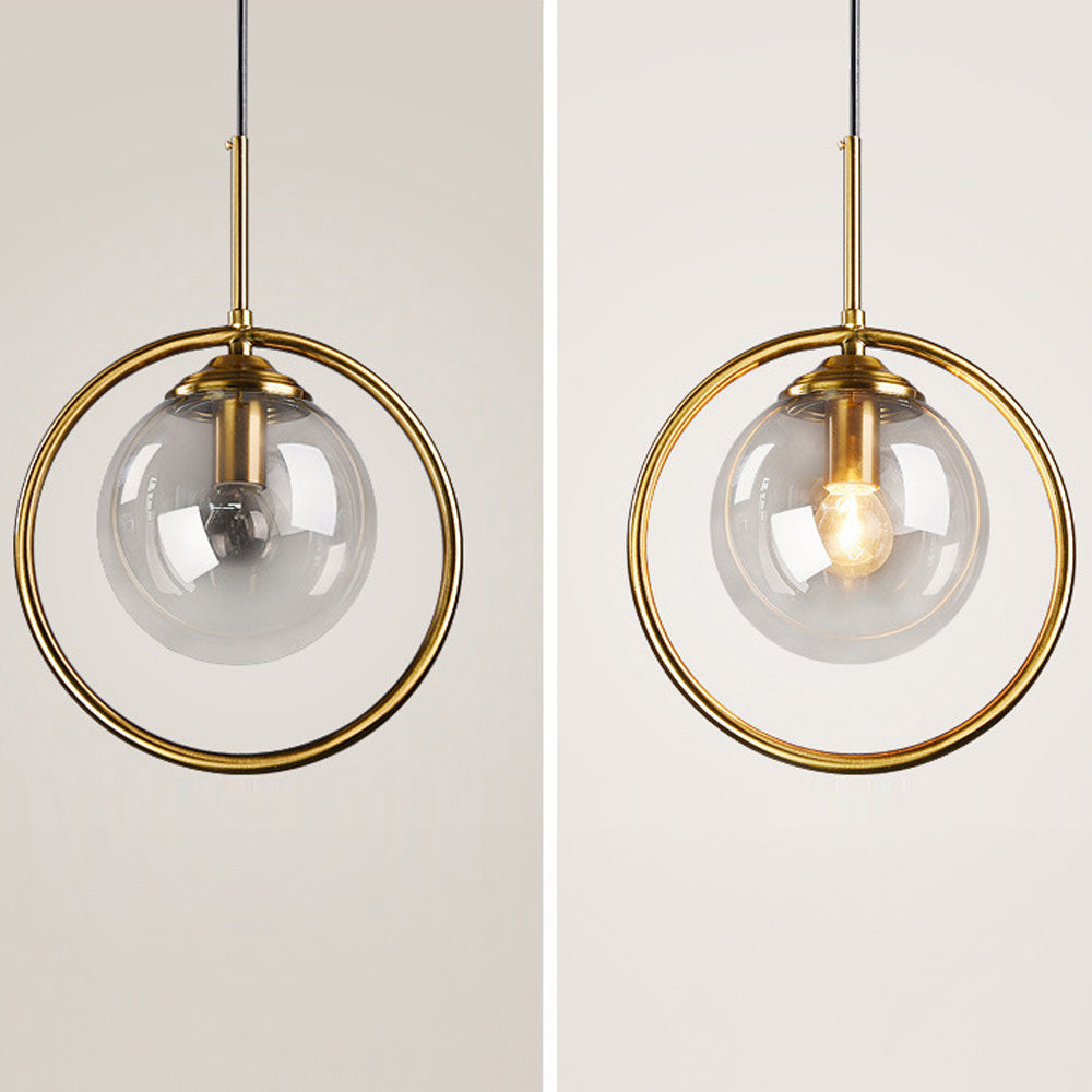 Nzmarket Gold Frame Glass Pendant Light – Clear, Smoke Grey & Amber