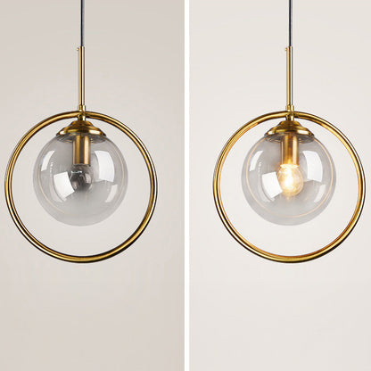Nzmarket Gold Frame Glass Pendant Light – Clear, Smoke Grey & Amber