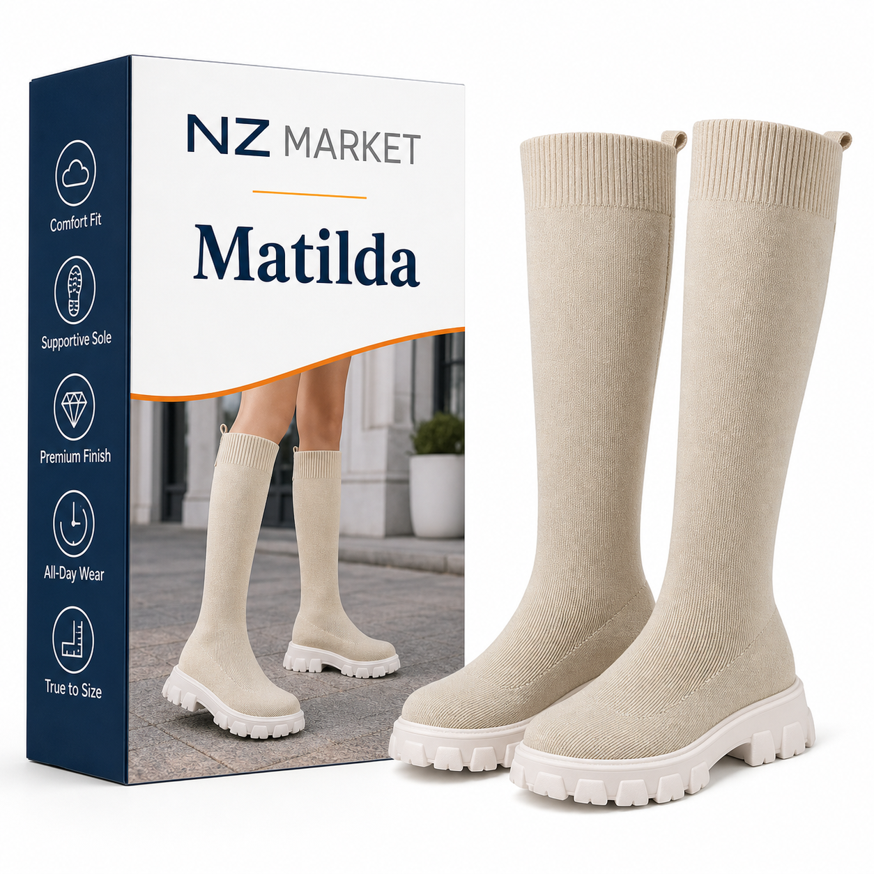 Matilda - Trendy and Comfortable Ankle High Stretch Sock Boots