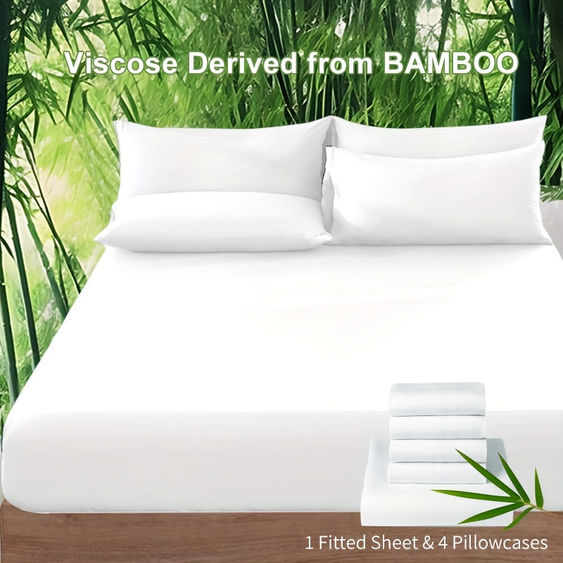 Nzmarket 5-Piece Bamboo Microfibre Fitted Sheet Set – All-Season Comfort