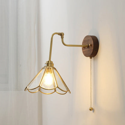 Nzmarket™ Vintage Brass & Glass Wall Light – Antique Classic Style