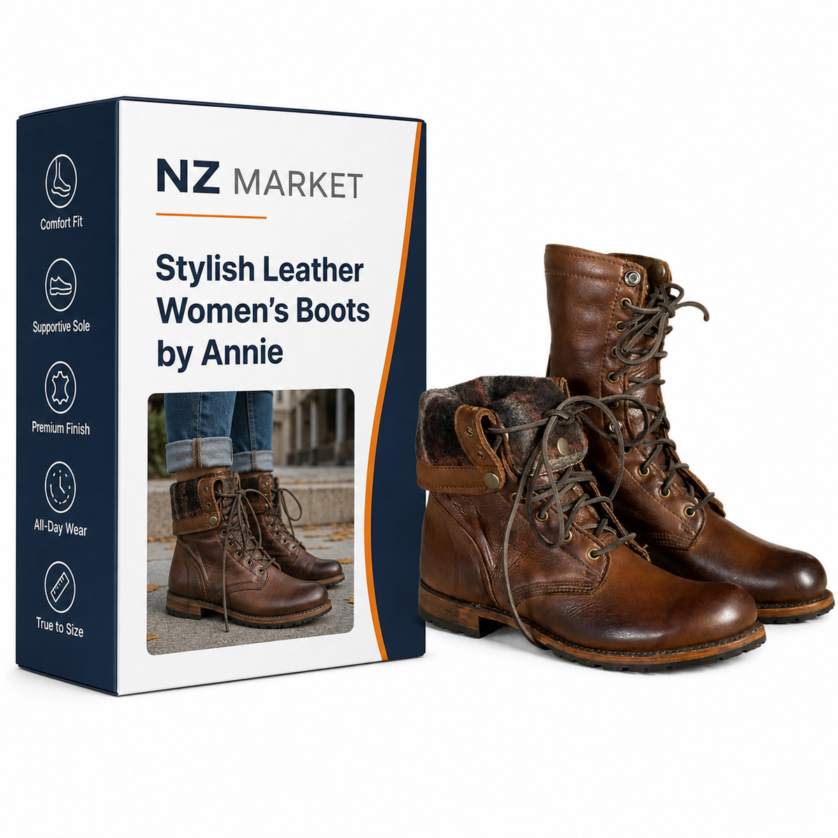 Stylish Leather Women's Boots by Annie