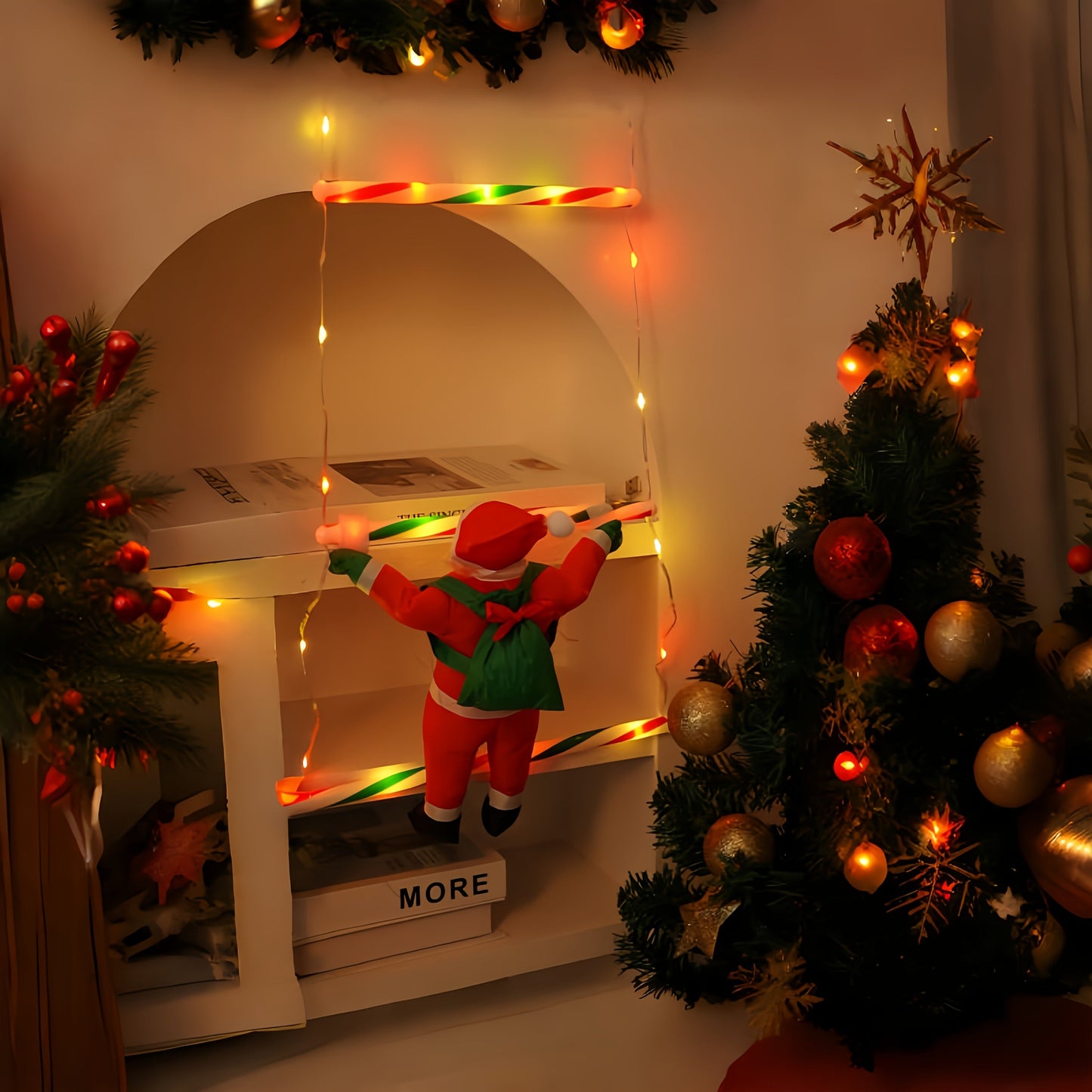Nzmarket Climbing Santa LED Christmas Rope Light – 300cm Outdoor Display