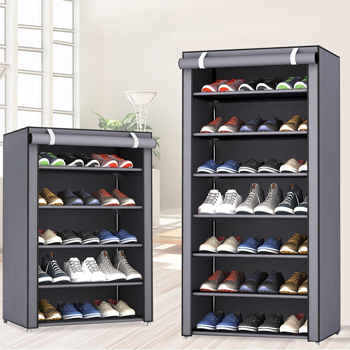 Nzmarket Multi-Tier Shoe Rack with Dust Cover – Space-Saving Storage