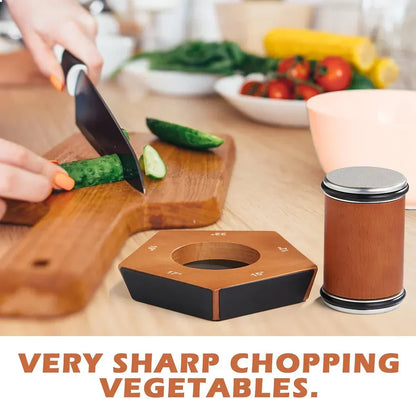 Nzmarket™ Knife Sharpener Kit – Magnetic Wood Base, Angle Guides