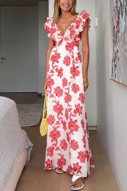 Patricia | Ruffle Floral Print Maxi Dress