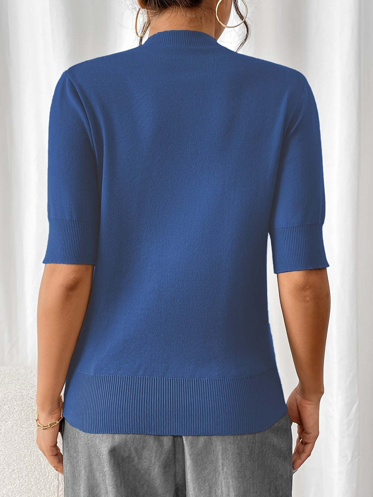 Chic Summer Knit Mock Neck Top for Women | Elise