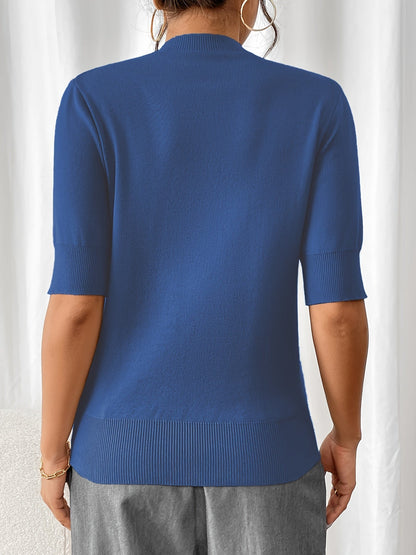 Chic Summer Knit Mock Neck Top for Women | Elise