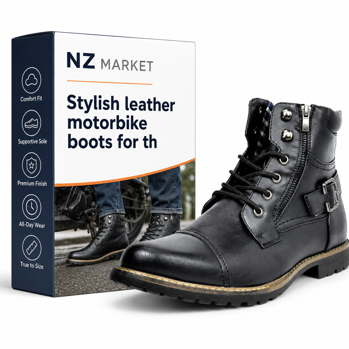 Stylish leather motorbike boots for the modern man