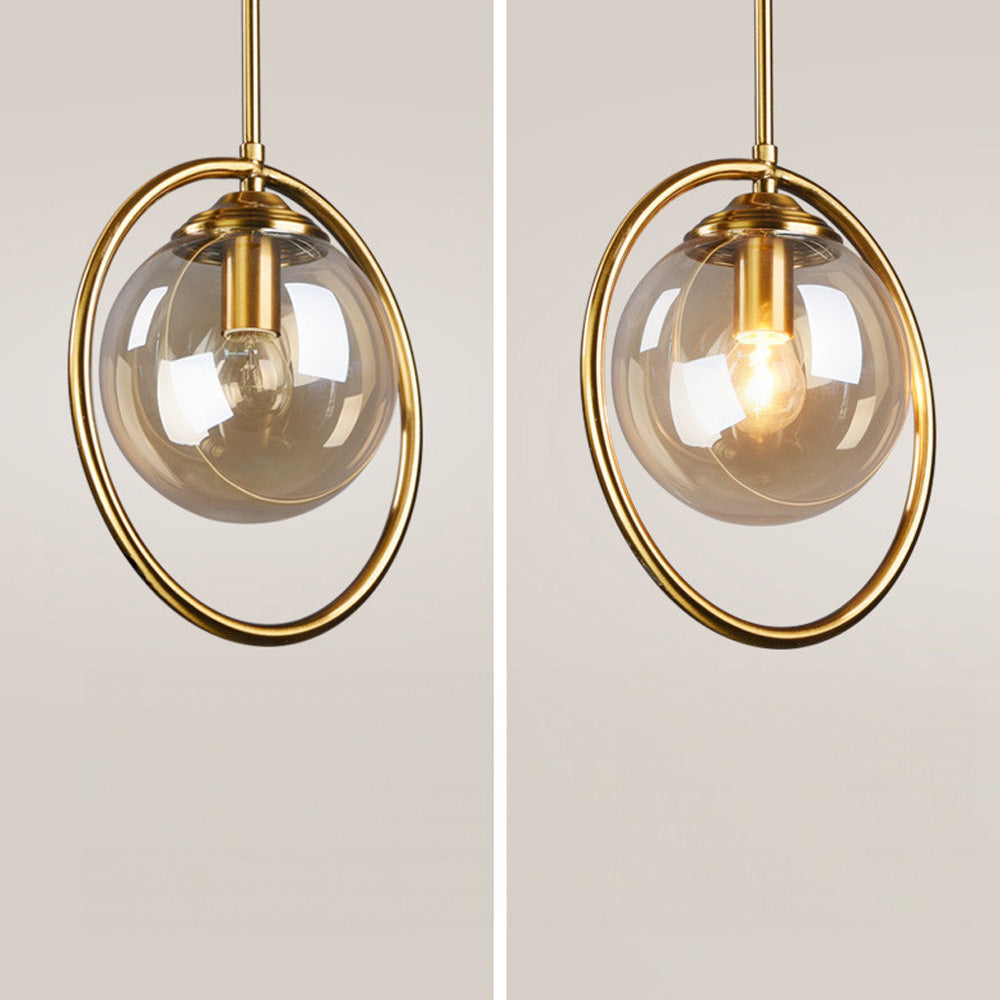 Nzmarket Gold Frame Glass Pendant Light – Clear, Smoke Grey & Amber
