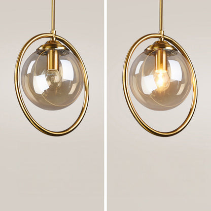 Nzmarket Gold Frame Glass Pendant Light – Clear, Smoke Grey & Amber