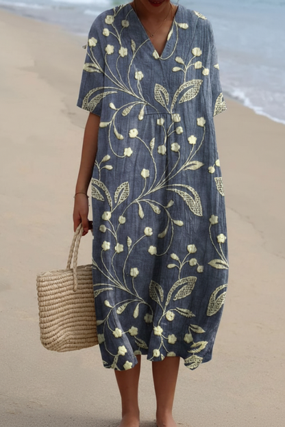 Floravia | Floral Flowy Lightweight Holiday Maxi Dress