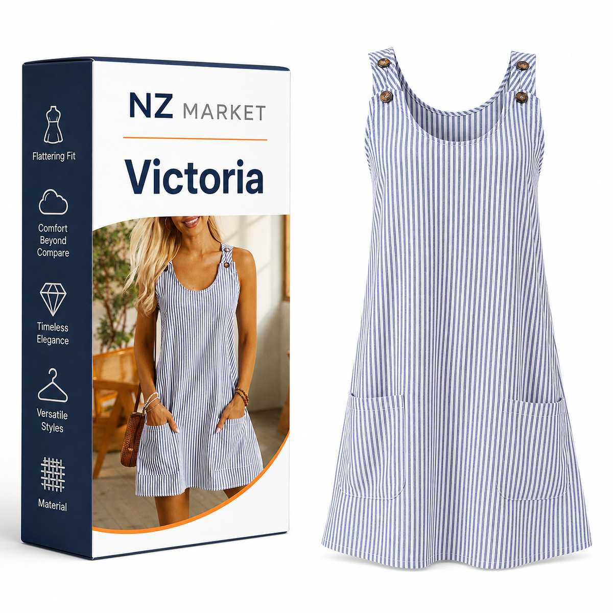 Victoria - Striped Pocket Dress
