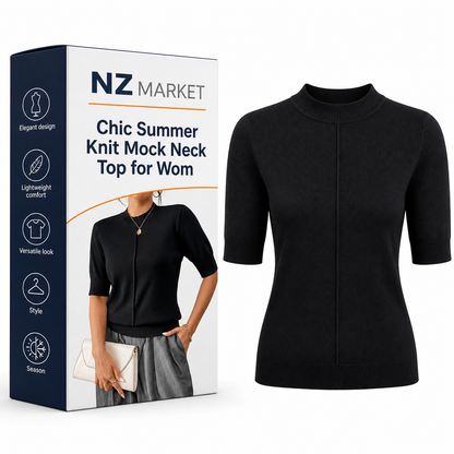 Chic Summer Knit Mock Neck Top for Women | Elise
