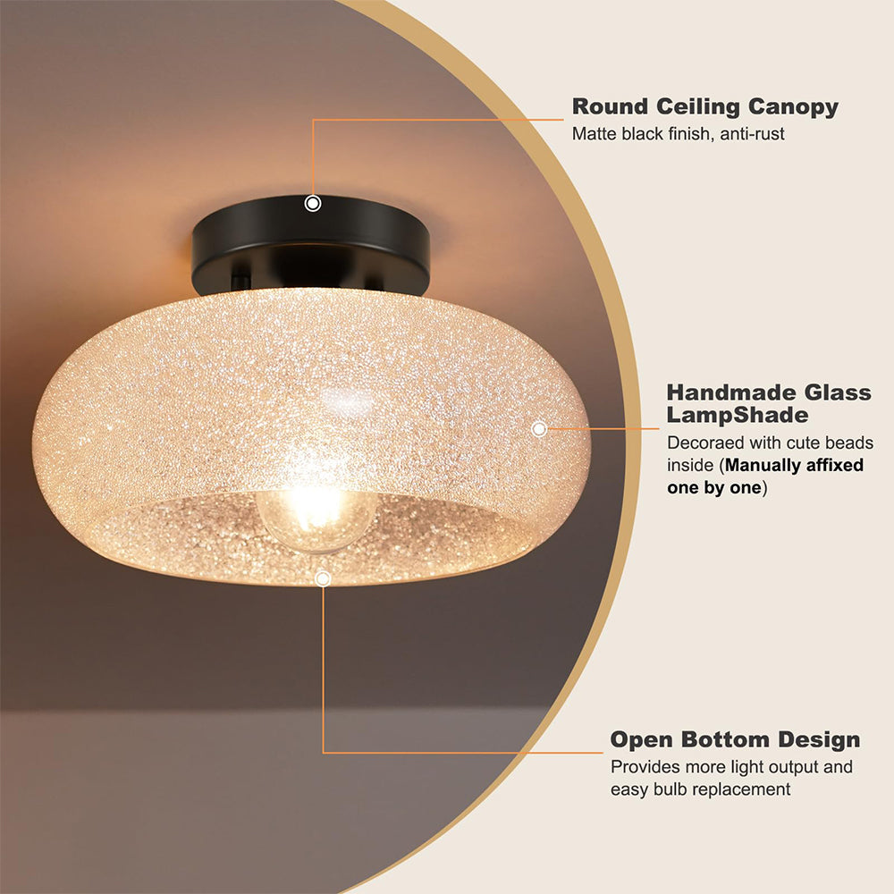 Nzmarket Modern Glass Semi-Flush Ceiling Light Fixture
