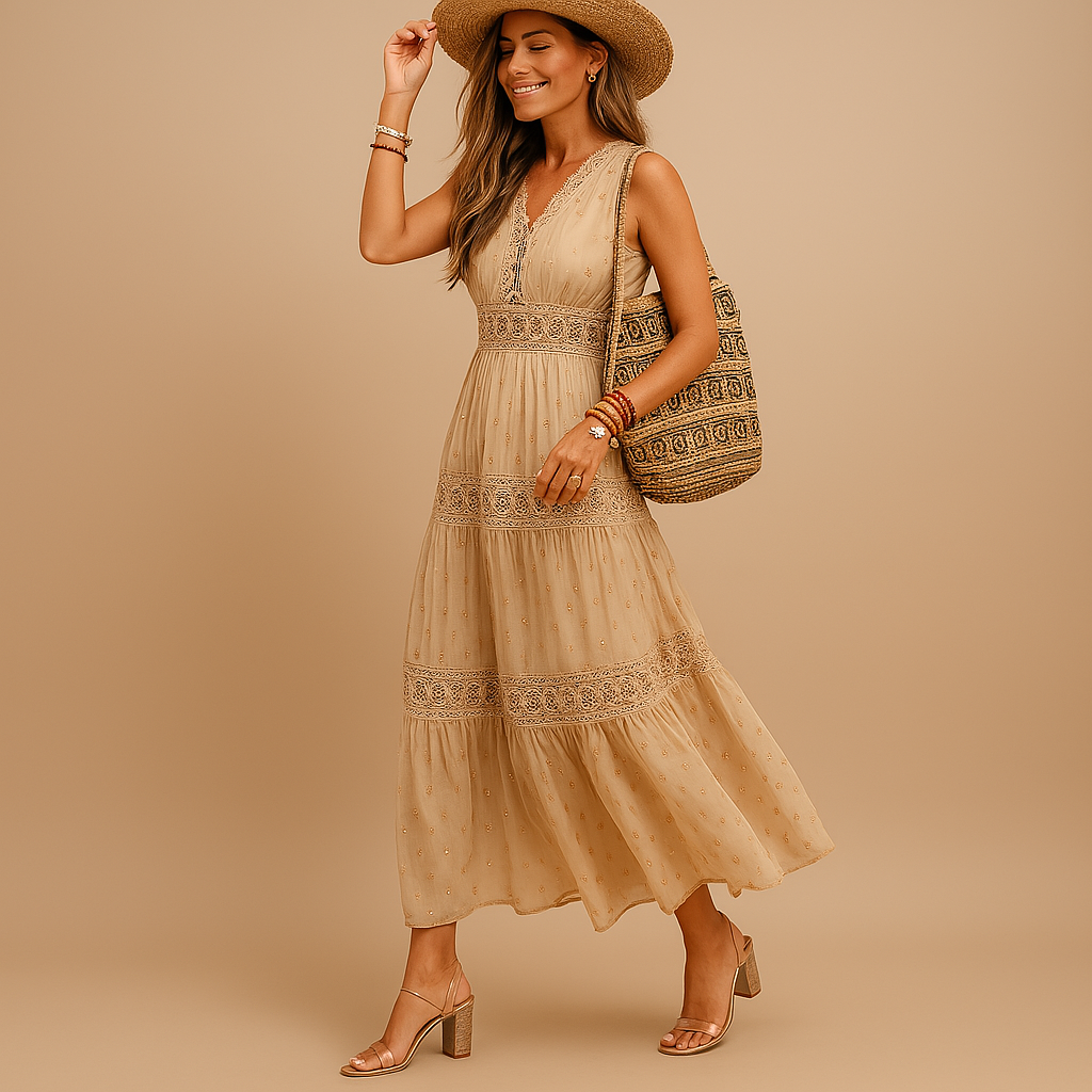 Ibizelle | Boho Flowy Relaxed Fit Beach Festival Maxi Dress