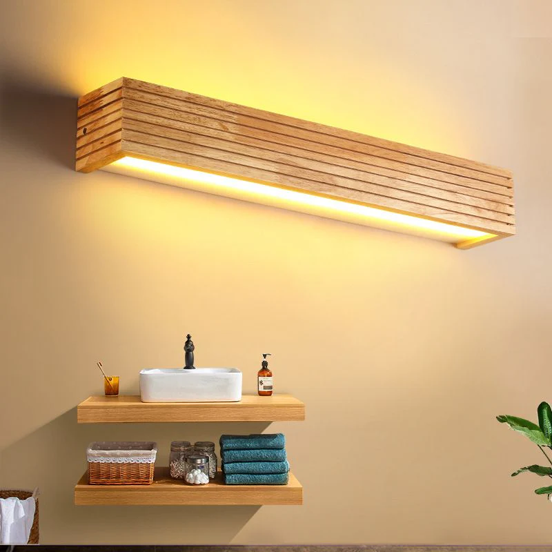 Nzmarket Modern Wood LED Wall Fixture – Natural Timber, Integrated LED