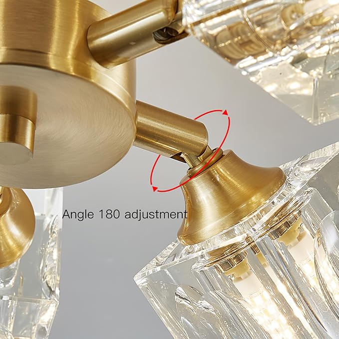 Nzmarket™ Crystal Gold Semi-Flush Ceiling Light – 3 or 6-Head Cascading Design
