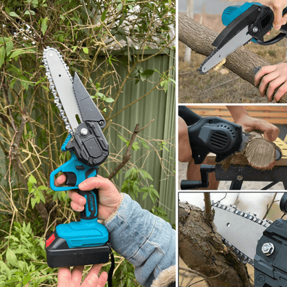 Nzmarket 6-Inch Cordless Mini Chainsaw with 2 Bonus Batteries – Lightweight One-Hand Pruning Saw