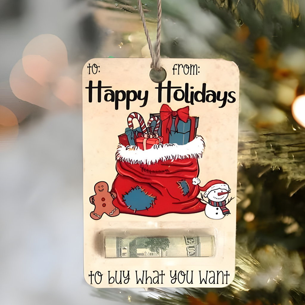 Nzmarket Wooden Christmas Money Holder Ornament – 7 Designs, Tree Hanging