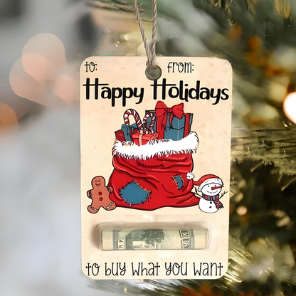 Nzmarket Wooden Christmas Money Holder Ornament – 7 Designs, Tree Hanging
