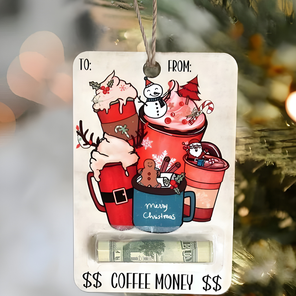 Nzmarket Wooden Christmas Money Holder Ornament – 7 Designs, Tree Hanging